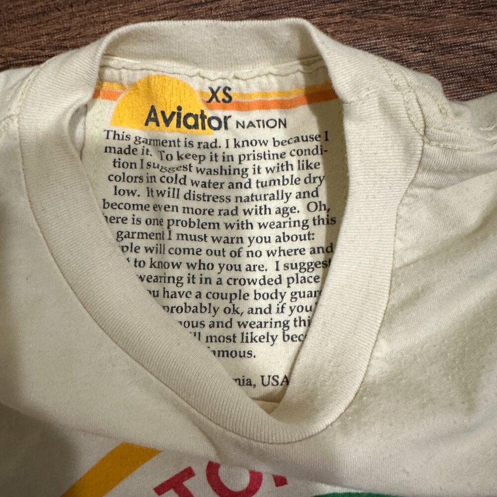 Aviator Nation - SIGNATURE HAIGHT ASHBURY BOYFRIEND TEE - VINTAGE WHITE - XS - Picture 2 of 5